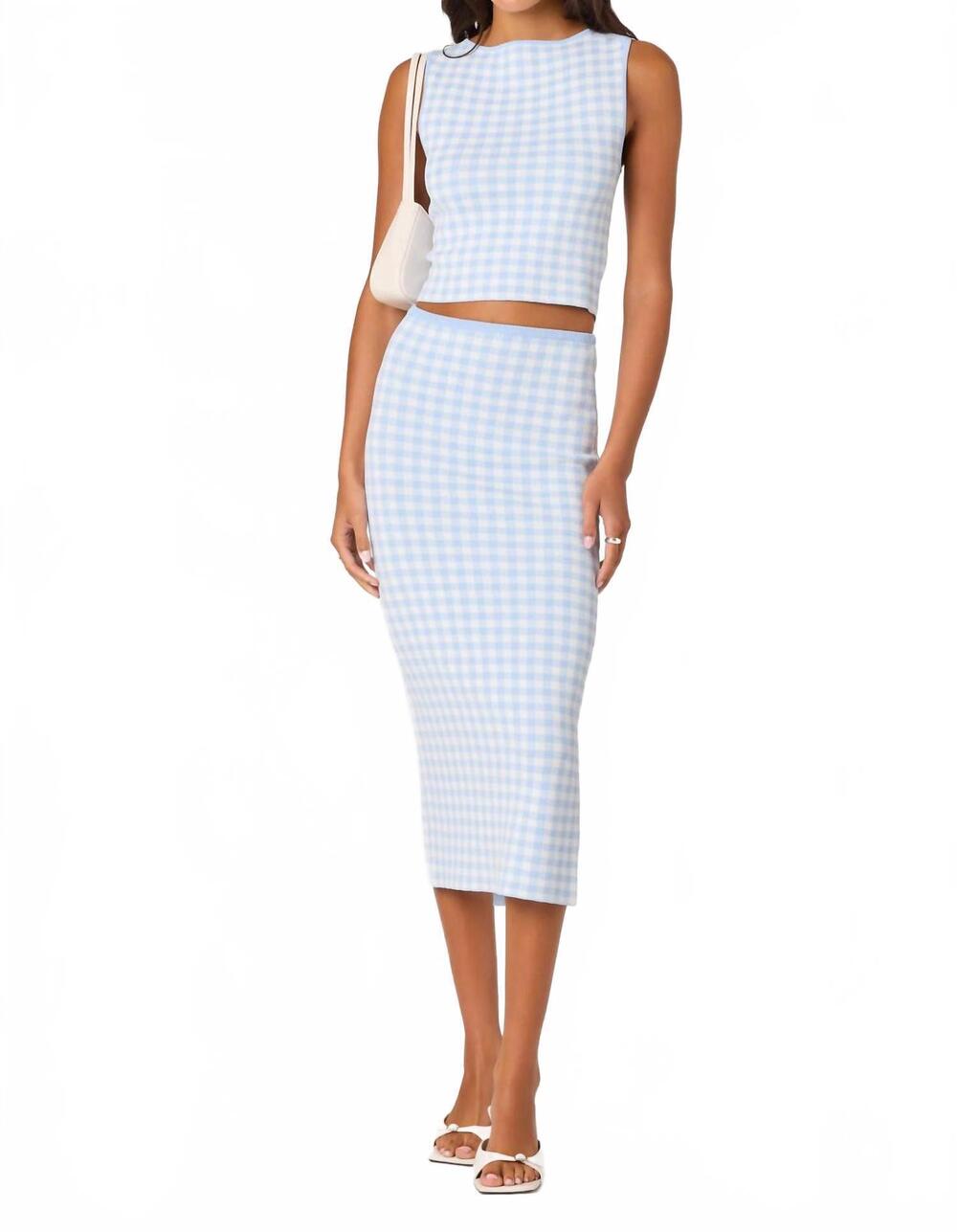 NEW ASTR gingham skirt in blue